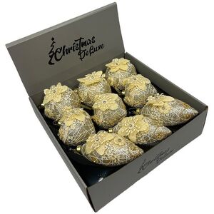 Набор стеклянных елочных игрушек Marinella - Cream Flower 8 см, 9 шт Christmas Deluxe фото 1