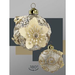 Набор стеклянных елочных игрушек Marinella - Cream Flower 8 см, 9 шт Christmas Deluxe фото 4
