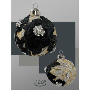 Набор стеклянных елочных игрушек Marinella - Black Flower 8 см, 9 шт Christmas Deluxe фото 5