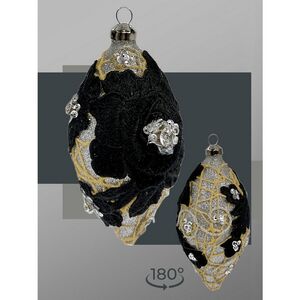 Набор стеклянных елочных игрушек Marinella - Black Flower 8 см, 9 шт Christmas Deluxe фото 6