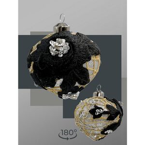 Набор стеклянных елочных игрушек Marinella - Black Flower 8 см, 9 шт Christmas Deluxe фото 7