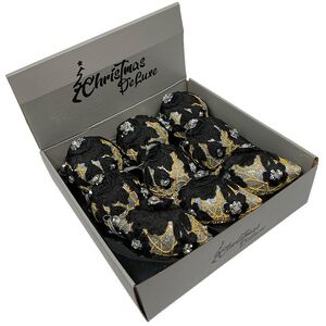 Набор стеклянных елочных игрушек Marinella - Black Flower 8 см, 9 шт Christmas Deluxe фото 1