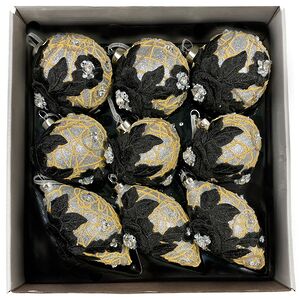 Набор стеклянных елочных игрушек Marinella - Black Flower 8 см, 9 шт Christmas Deluxe фото 2