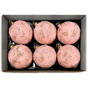 Набор стеклянных шаров Nerina - Pink Lace 10 см, 6 шт Christmas Deluxe фото 2