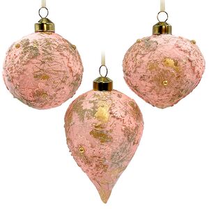 Набор стеклянных елочных игрушек Nerina - Pink Lace 8 см, 9 шт Christmas Deluxe фото 1