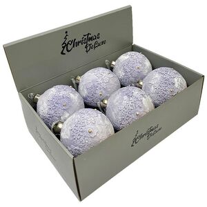Набор стеклянных шаров Nerina - Blue Lace 10 см, 6 шт Christmas Deluxe фото 1