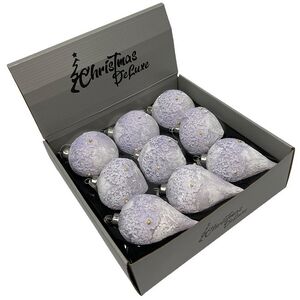 Набор стеклянных елочных игрушек Nerina - Blue Lace 8 см, 9 шт Christmas Deluxe фото 1