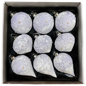 Набор стеклянных елочных игрушек Nerina - Blue Lace 8 см, 9 шт Christmas Deluxe фото 2