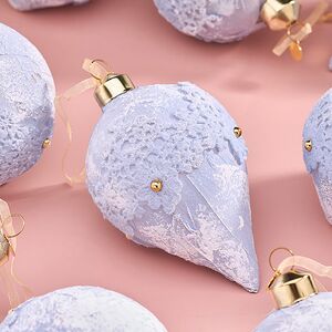 Набор стеклянных елочных игрушек Nerina - Blue Lace 8 см, 9 шт Christmas Deluxe фото 3