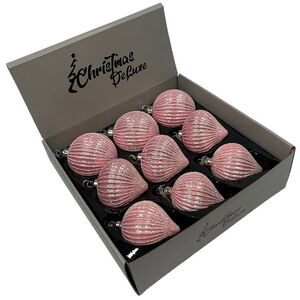 Набор стеклянных елочных игрушек Lucretia - Pink Dreams 8 см, 9 шт Christmas Deluxe фото 1