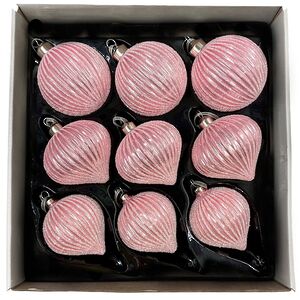 Набор стеклянных елочных игрушек Lucretia - Pink Dreams 8 см, 9 шт Christmas Deluxe фото 2