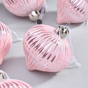 Набор стеклянных елочных игрушек Lucretia - Pink Dreams 8 см, 9 шт Christmas Deluxe фото 2