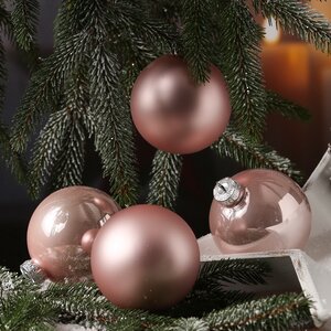Набор стеклянных шаров 8 см розовый бутон mix, 6 шт Winter Deco фото 4