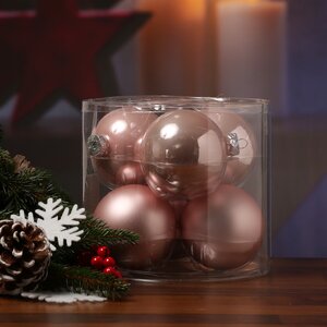 Набор стеклянных шаров 8 см розовый бутон mix, 6 шт Winter Deco фото 5