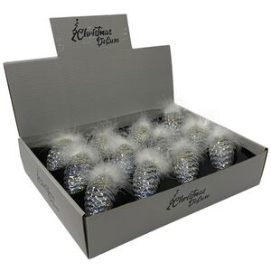 Елочные игрушки Шишки - Перламутровые Пушистики 10 см, 12 шт, стекло Christmas Deluxe (Кристмас Делюкс) фото 3