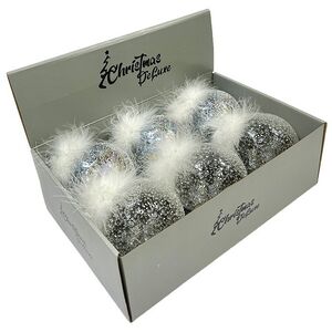 Набор стеклянных шаров Fluffy Feather 10 см, 6 шт Christmas Deluxe фото 1