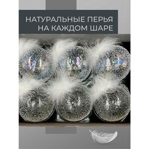 Набор стеклянных шаров Fluffy Feather 10 см, 6 шт Christmas Deluxe фото 5