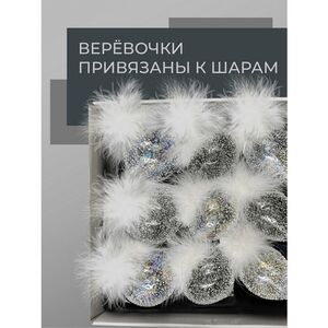 Набор стеклянных елочных игрушек Fluffy Feather 8 см, 9 шт Christmas Deluxe фото 6