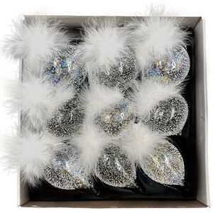 Набор стеклянных елочных игрушек Fluffy Feather 8 см, 9 шт Christmas Deluxe фото 2