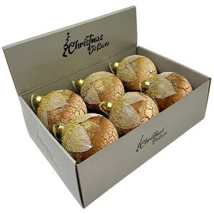 Набор стеклянных шаров Skansano - White Leaf 10 см капучино, 6 шт Christmas Deluxe фото 1