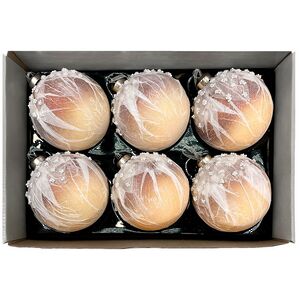 Набор стеклянных шаров Skansano - White Leaf 10 см кремовый, 6 шт Christmas Deluxe фото 2