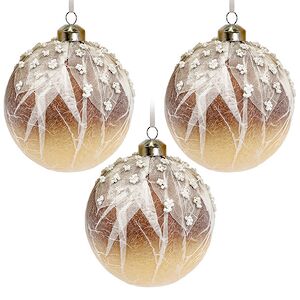 Набор стеклянных шаров Skansano - White Leaf 10 см кремовый, 6 шт Christmas Deluxe фото 1