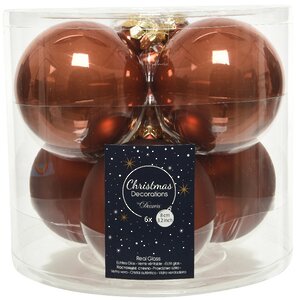 Набор стеклянных шаров 8 см terra brown mix, 6 шт Winter Deco фото 1