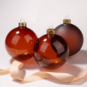 Елочные шары Bubble 10 см эспрессо, 3 шт, стекло Kaemingk фото 1
