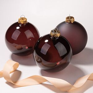 Елочные шары Bubble 10 см черный трюфель, 3 шт, стекло Kaemingk фото 1