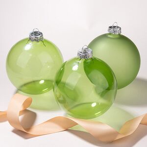 Елочные шары Bubble 10 см зеленый чай, 3 шт, стекло