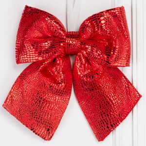 Бант на елку Сияющий Шик 28*25 см алый Christmas Deluxe (Кристмас Делюкс) фото 5