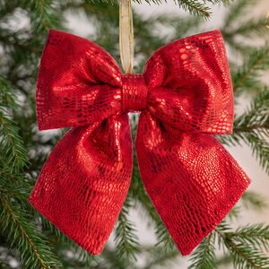 Бант на елку Сияющий Шик 28*25 см алый Christmas Deluxe (Кристмас Делюкс) фото 3