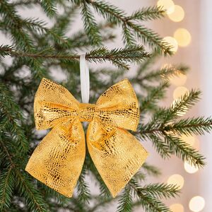 Бант на елку Сияющий Шик 28*25 см золотой Christmas Deluxe (Кристмас Делюкс) фото 3