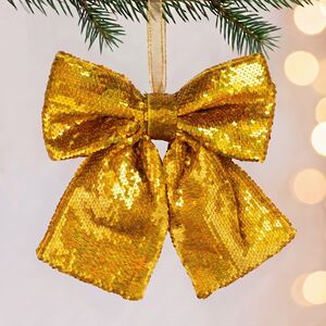 Бант на елку Блестящие Пайетки 28*25 см золотой Christmas Deluxe (Кристмас Делюкс) фото 4