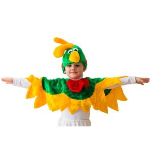 Карнавальный костюм Попугай зеленый, рост 122-134 см Бока С фото 1