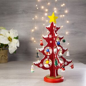 Сувенирная елка с игрушками Нарядная 26 см красная Breitner фото 1