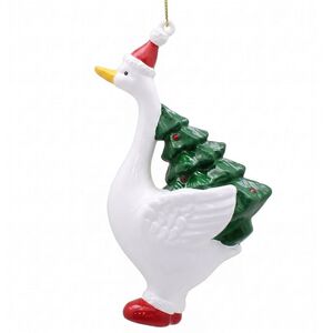Елочная игрушка Гусь Густав с елочкой 13 см, пластик Christmas Deluxe (Кристмас Делюкс) фото 1