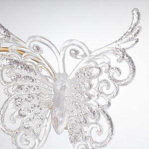 Елочное украшение Бабочка Ажурная 12 см серебряная, клипса Forest Market фото 4