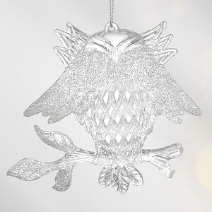 Елочная игрушка Сова на веточке 15 см прозрачно-серебяная, подвеска Forest Market фото 3