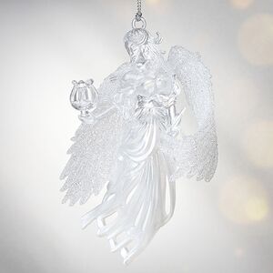 Елочная игрушка Ангел с Лирой 12 см серебряный, подвеска Forest Market фото 5
