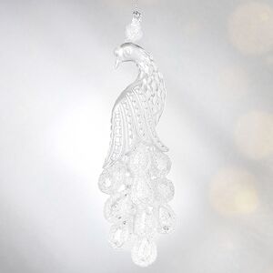 Елочная игрушка Павлин с драгоценным хвостом 12 см белый, подвеска Forest Market фото 4