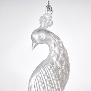 Елочная игрушка Павлин с драгоценным хвостом 12 см белый, подвеска Forest Market фото 2