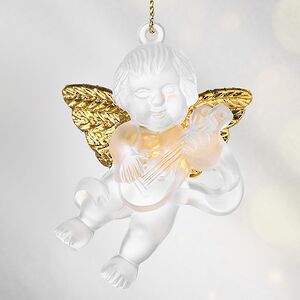 Елочная игрушка Ангелочек с Музыкальным Инструментом 6 см матово-золотой, подвеска Forest Market фото 3