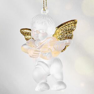 Елочная игрушка Ангелочек с Музыкальным Инструментом 6 см матово-золотой, подвеска Forest Market фото 2