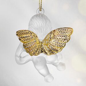 Елочная игрушка Ангелочек с Музыкальным Инструментом 6 см матово-золотой, подвеска Forest Market фото 5