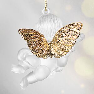 Елочная игрушка Ангелочек с Музыкальным Инструментом 6 см матово-золотой, подвеска Forest Market фото 8