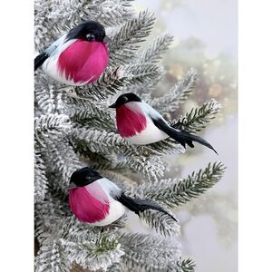 Елочное украшение Птички Снегири 11 см, 3 шт, клипса Christmas Deluxe (Кристмас Делюкс) фото 4