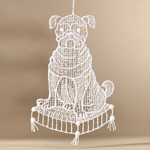 Кружевная елочная игрушка Собака Мопс 7 см Vogel (Вогель) фото 1