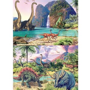 Набор пазлов Мир Динозавров, 2*100 элементов Educa фото 1