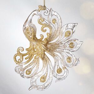 Елочная игрушка Павлин Роскошный 15 см прозрачный с золотым, подвеска Forest Market фото 3
